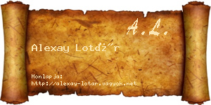 Alexay Lotár névjegykártya